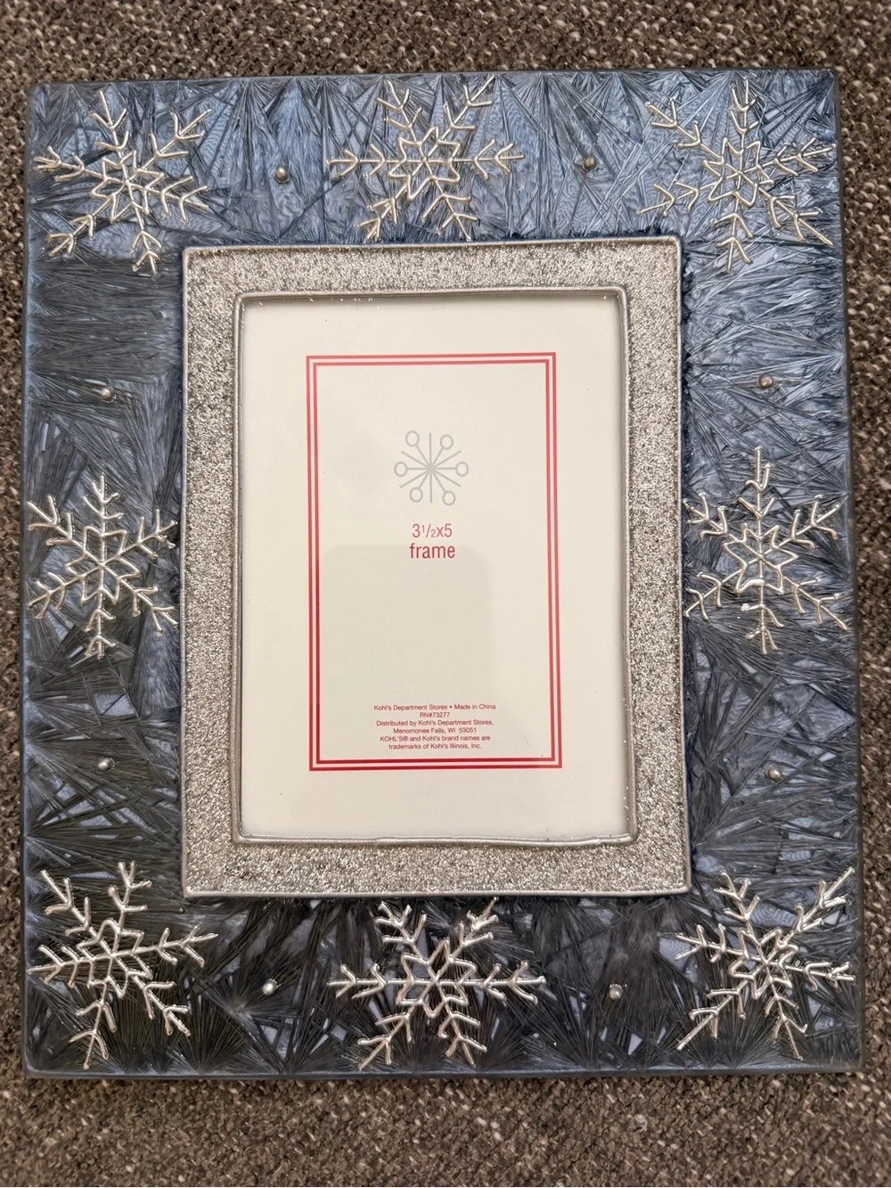 Winter Snowflake Photo Frame - Blue by 7.5” x 9”
